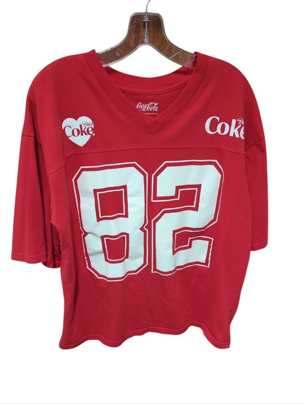 Coca Cola Diet Coke Red Jersey Top with White '82 Graphic Adult Size M Oversized